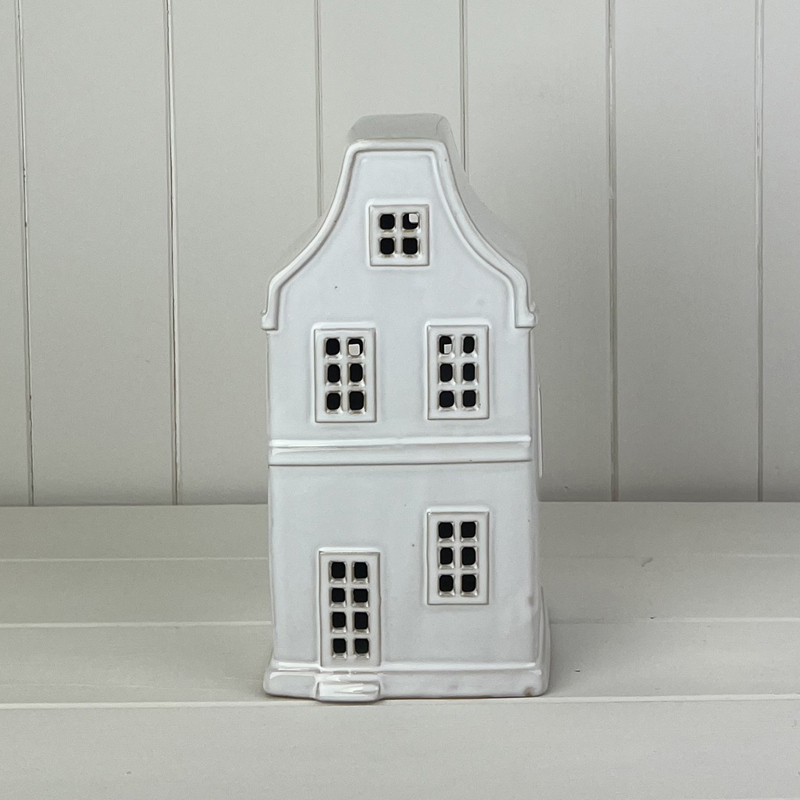 Medium White Ceramic House Ornament with LED detail page